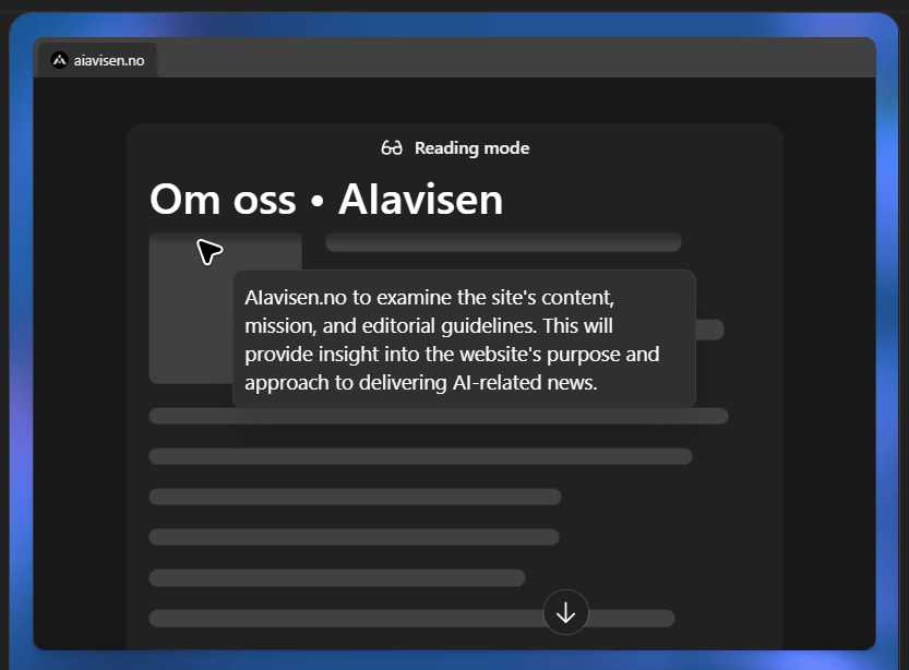 Agenten analyserer nettsider