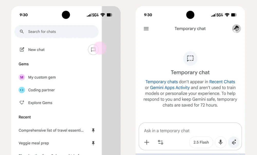 AI-nyheter 2 Google Gemini midlertidige samtaler