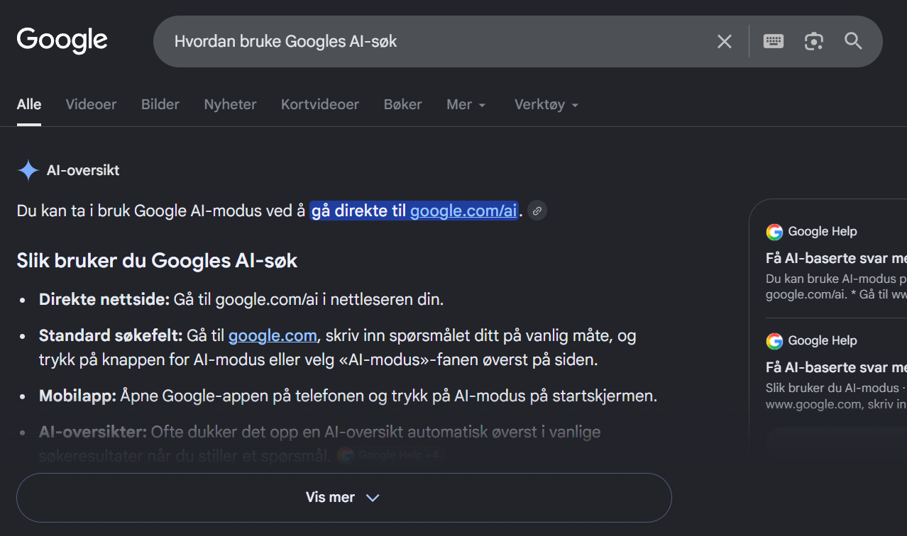Bruk Googles AI-modus