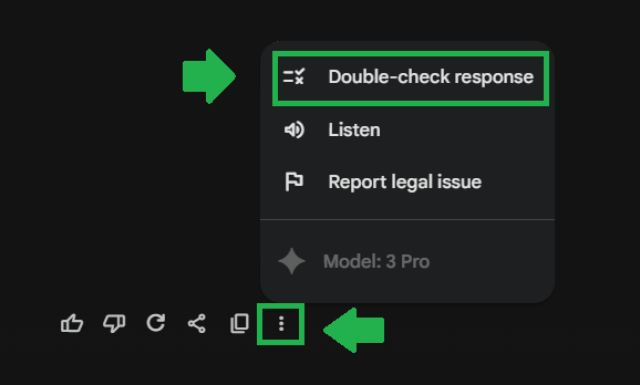 Dobbeltsjekk responsen til Gemini
