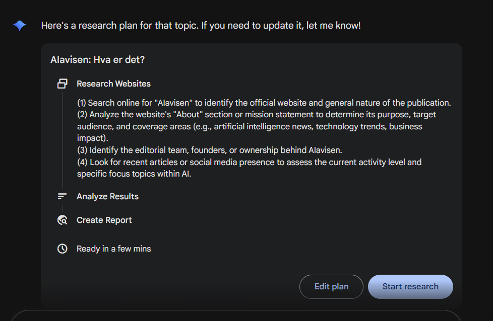 Gemini Deep Research plan