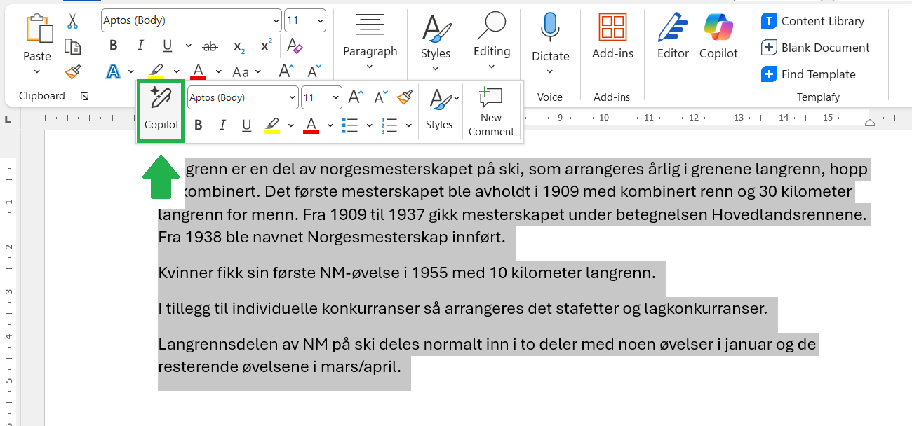 Guide: Oversett Word-dokumenter med Copilot 3 Oversett Word-dokumenter med Copilot, steg 1
