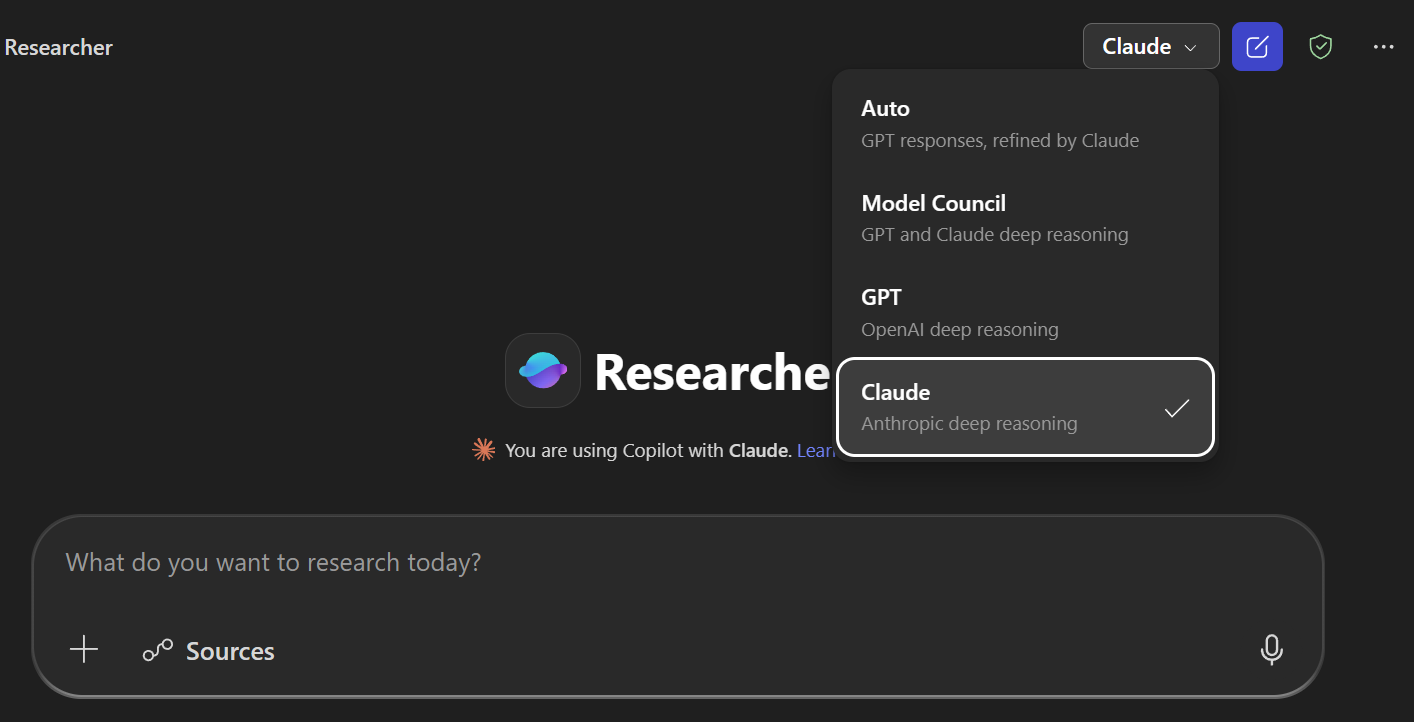 Claude i Copilot Researcher