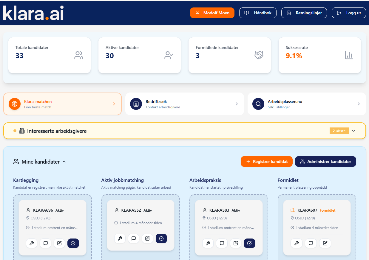 Klara-prosjektet viser hvor krevende det er å bygge etisk KI for rekruttering 3 Klara prosjektet skjermdump av klara.ai