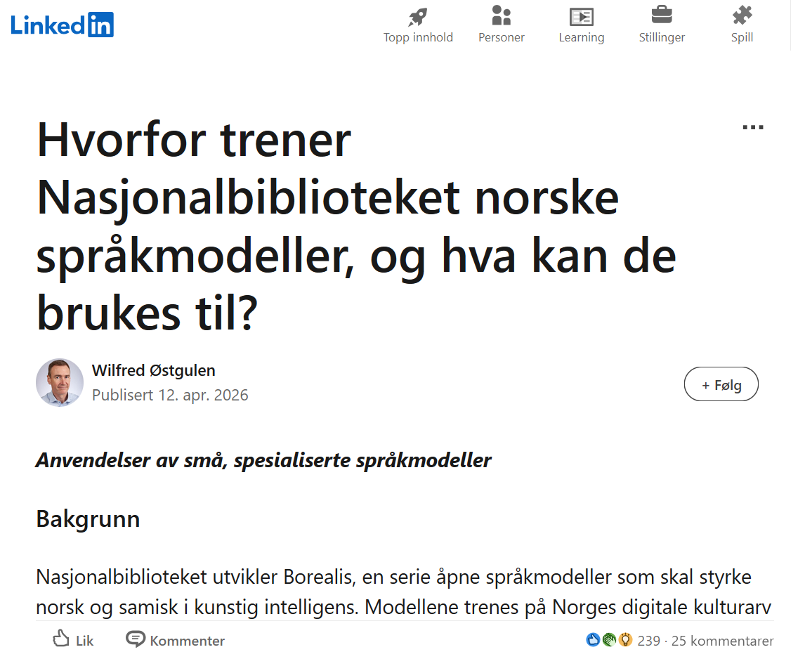 Nasjonalbiblioteket lanserer norske KI-modeller - Wilfred