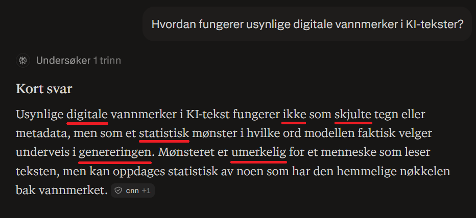 KI-tekstene dine får digitale vannmerker 3 KI tekster far digitale vannmerker visualisering